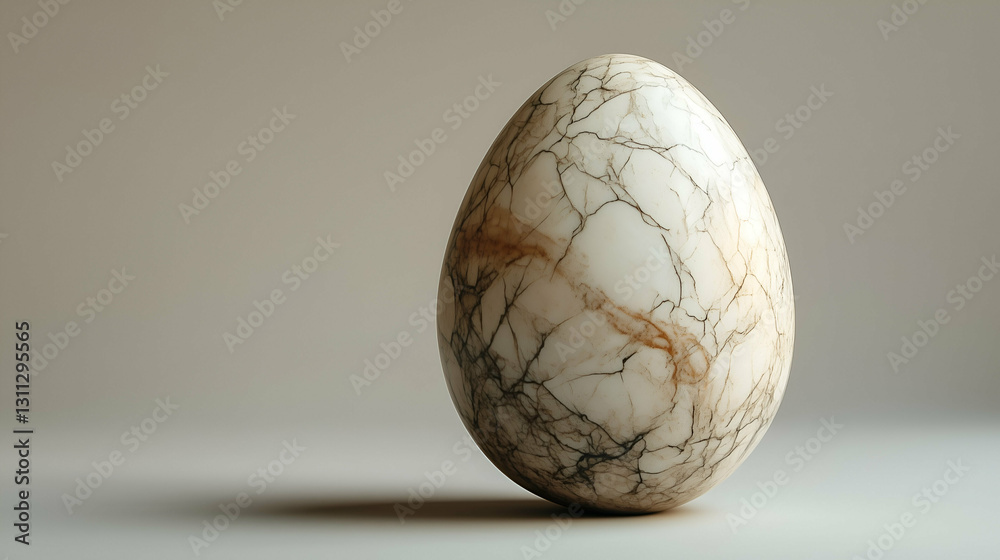 Marbled egg with intricate patterns