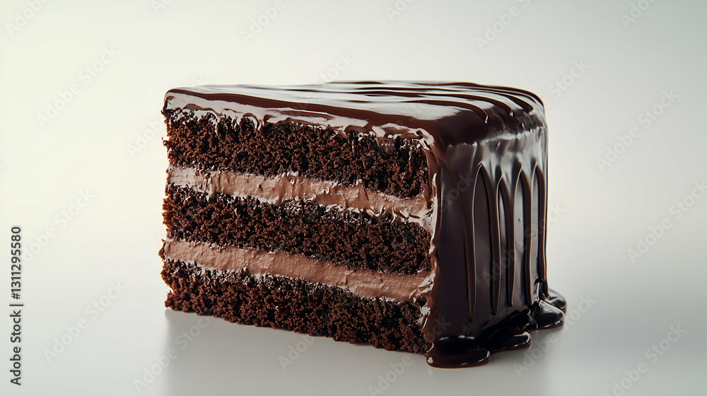 Chocolate cake slice with ganache