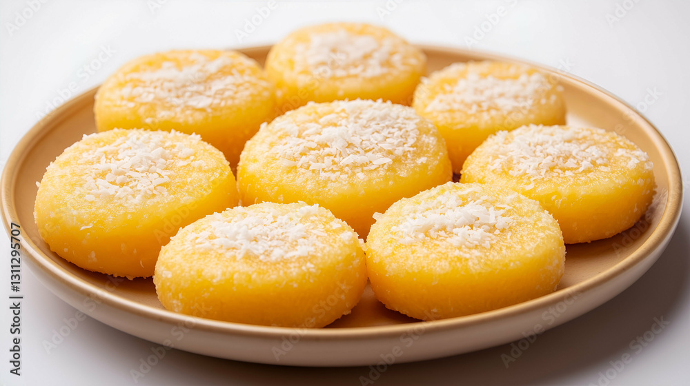 Yellow coconut rice cakes