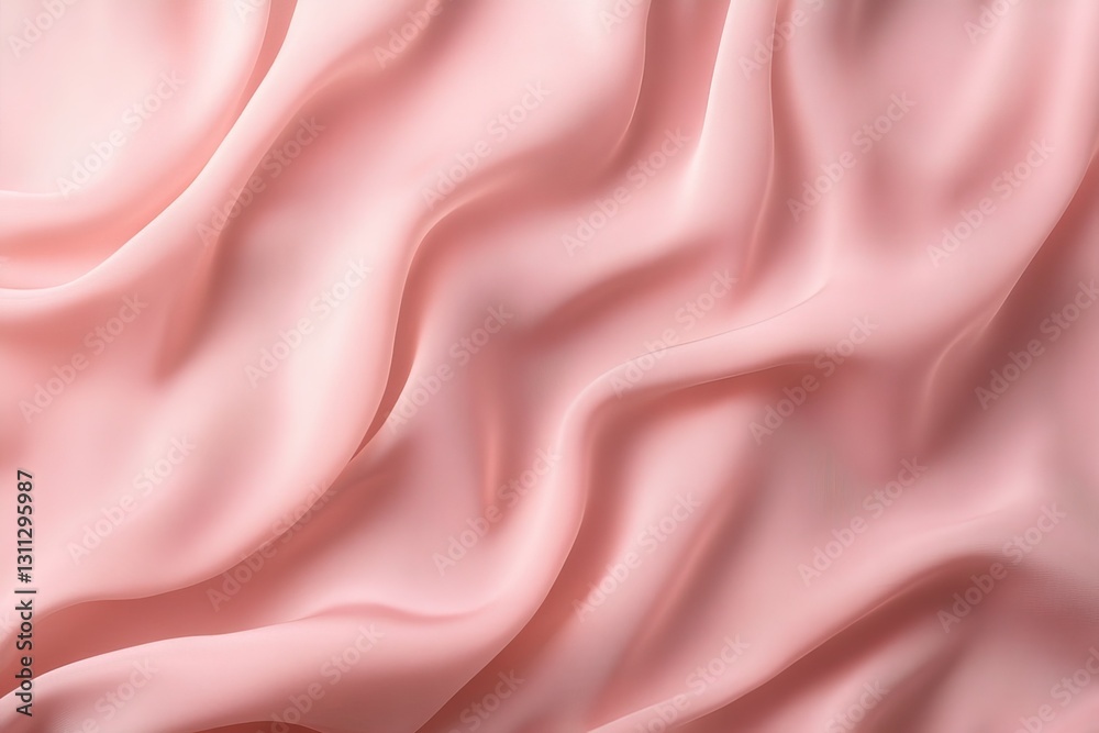 Fototapeta premium Closeup of pink satin fabric texture background with waves and folds.