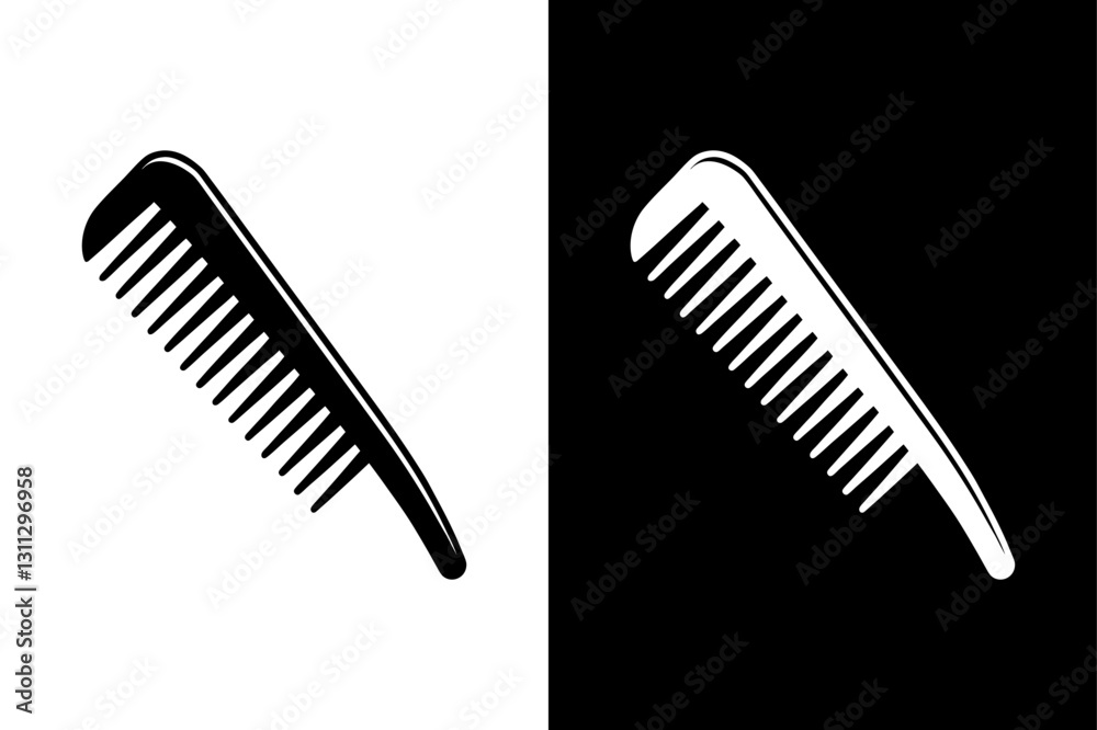 Styling Comb Vector Icon Clean Silhouette on Black and White Background. Styling Comb Vector Icon Clean Silhouette on Black and White Background.
