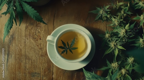 A serene tea-drinking moment featuring