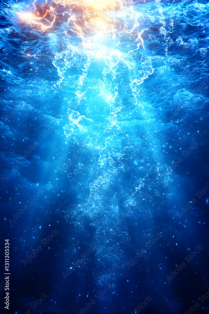 Obraz premium Ocean sunlight pierces the depths, creating an ethereal underwater scene