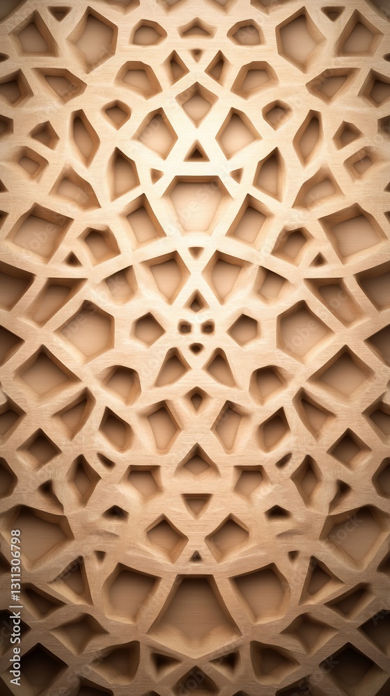 Naklejka premium Beige Geometric Pattern Islamic Architecture Background