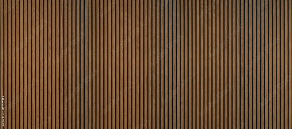 Obraz premium Wood background banner panorama long - Brown wooden acoustic panels wall texture , seamless pattern, vertical