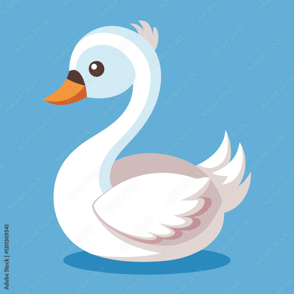 Fototapeta premium Cartoon Swan Elegant Wings