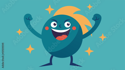 Wild Cheer Depict a character bounding upwards with one fist raised triumphantly. Their face is lit with wide eyes and a huge smile eyebrows arched in thrill. Below them swirling