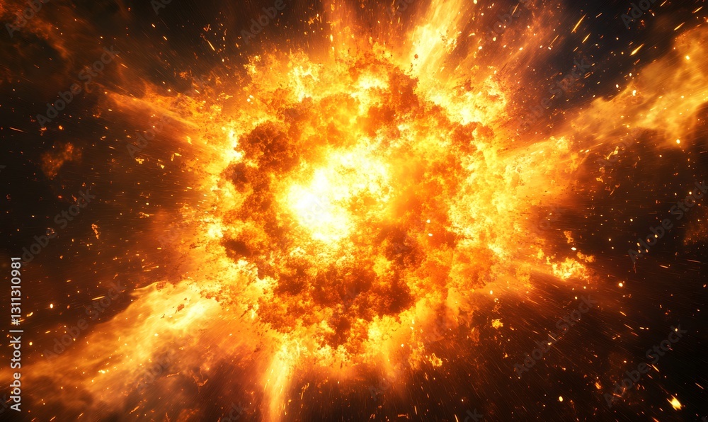 Naklejka premium fire explosion on black background, Generative AI