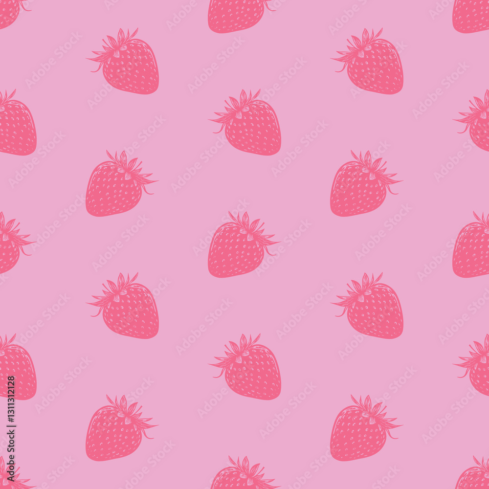 Seamless pattern with hand-drawn strawberries in pink on soft pastel background, cute fruit-themed design for summer, food, sweet, feminine, decorative textile and wrapping decor Seamless pattern with hand-drawn strawberries in pink on soft pastel background, cute fruit-themed design for summer, food, sweet, feminine, decorative textile and wrapping decor