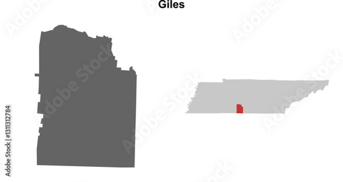 Giles County (Tennessee) blank outline map set