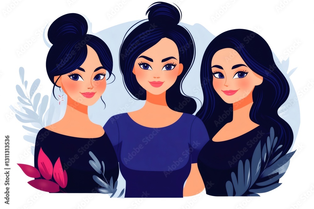 Three businesswomen are smiling and posing together