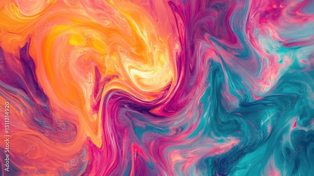 An abstract illustration of flowing paint in vibrant color combinations An abstract illustration of flowing paint in vibrant color combinations