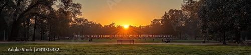 Sunset Over a Park During Juneteenth Celebrations. Generative AI
