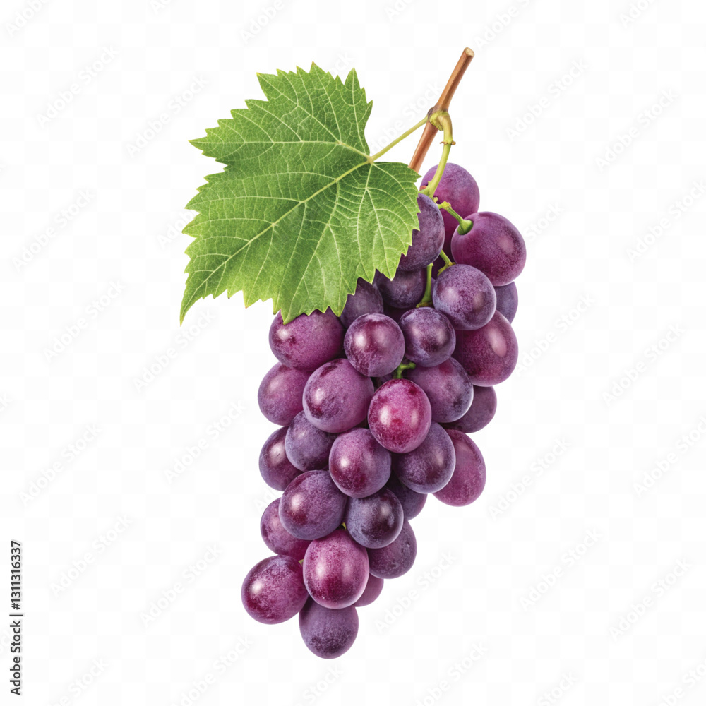 Fototapeta premium abstract 3d fresh grapes with green leaf isolated on a white background
