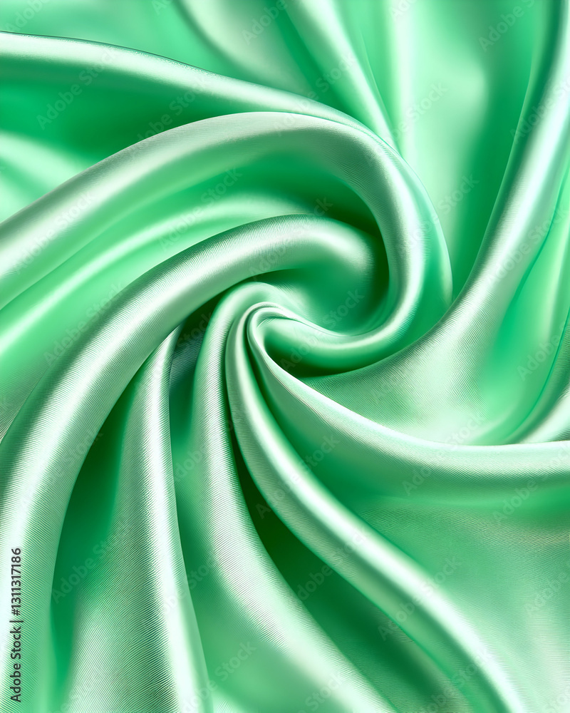 Obraz premium Silky mint fabric swirling on a surface creating an elegant, smooth backdrop