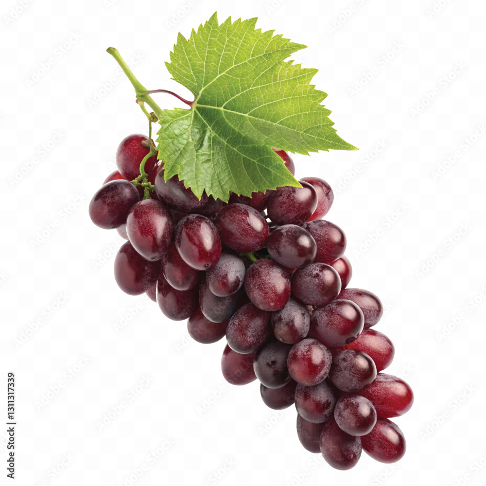 Fototapeta premium abstract 3d fresh grapes with green leaf isolated on a white background