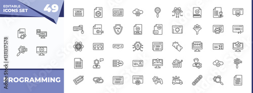 outline icons set - programming concept. vector icons included article, adaptive layout and more.