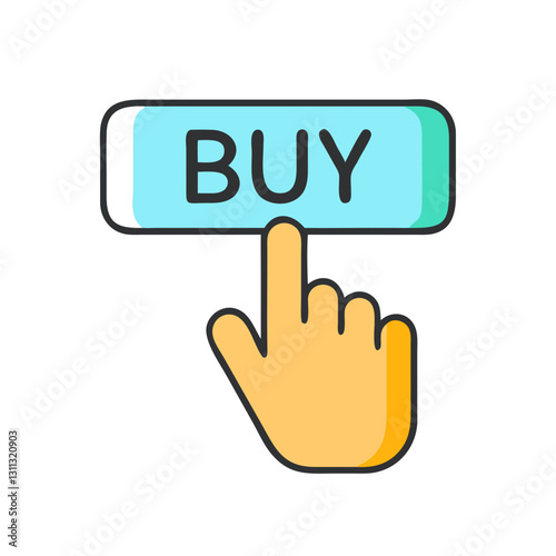 Hand pressing a buy button