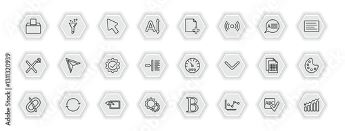 outline icons set - user interface concept. vector icons included elections, cursor arrow, new page, direct selection and more.