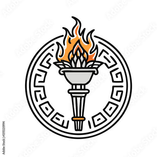 Greek torch with circular border design