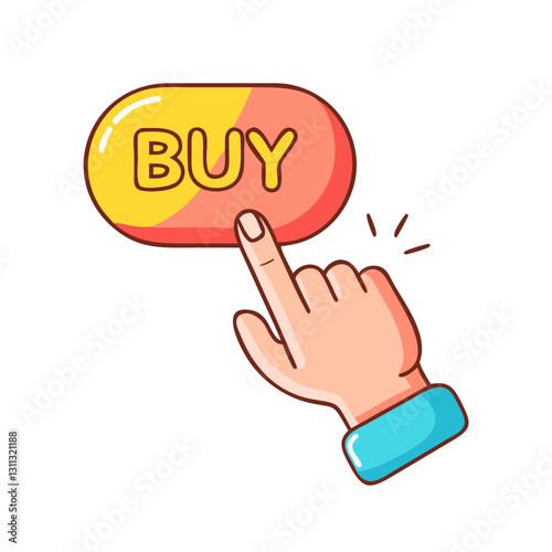 Hand pressing buy button