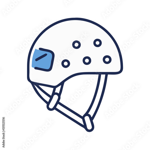 White sports helmet with chin strap icon