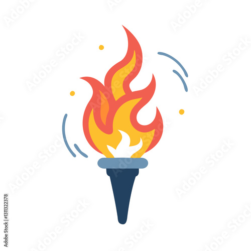 Burning torch with flames illustration
