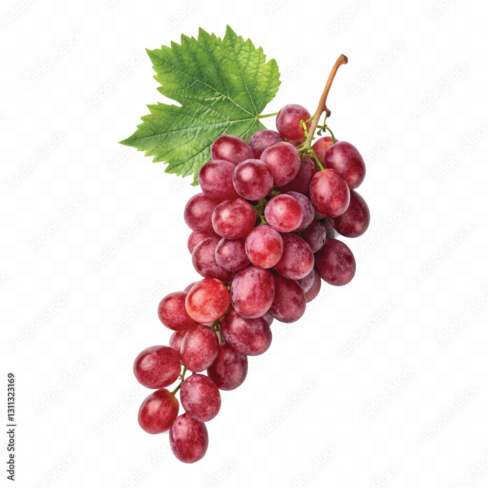 Fototapeta premium abstract 3d fresh grapes with green leaf isolated on a white background