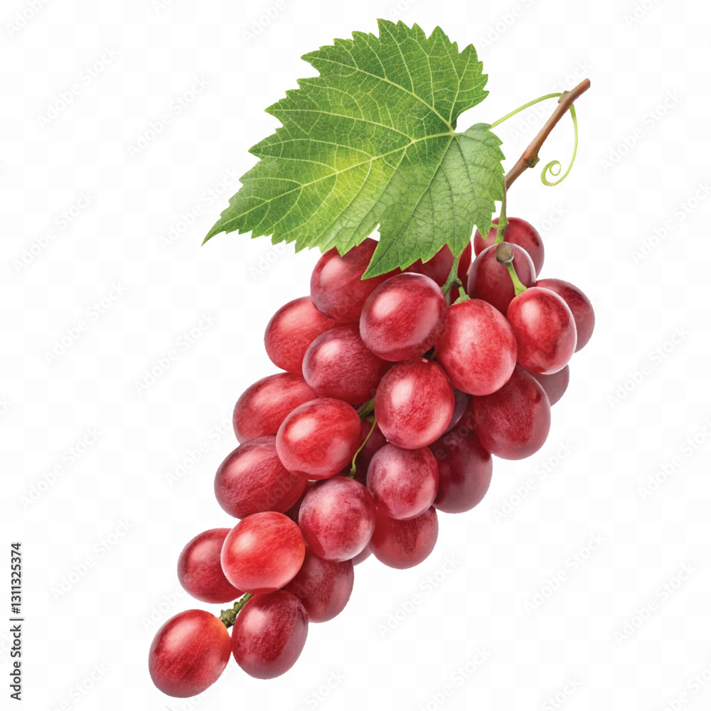 Fototapeta premium abstract 3d fresh grapes with green leaf isolated on a white background