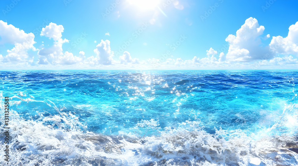Sunny Ocean Waves Crashing on Shore Sunny Ocean Waves Crashing on Shore