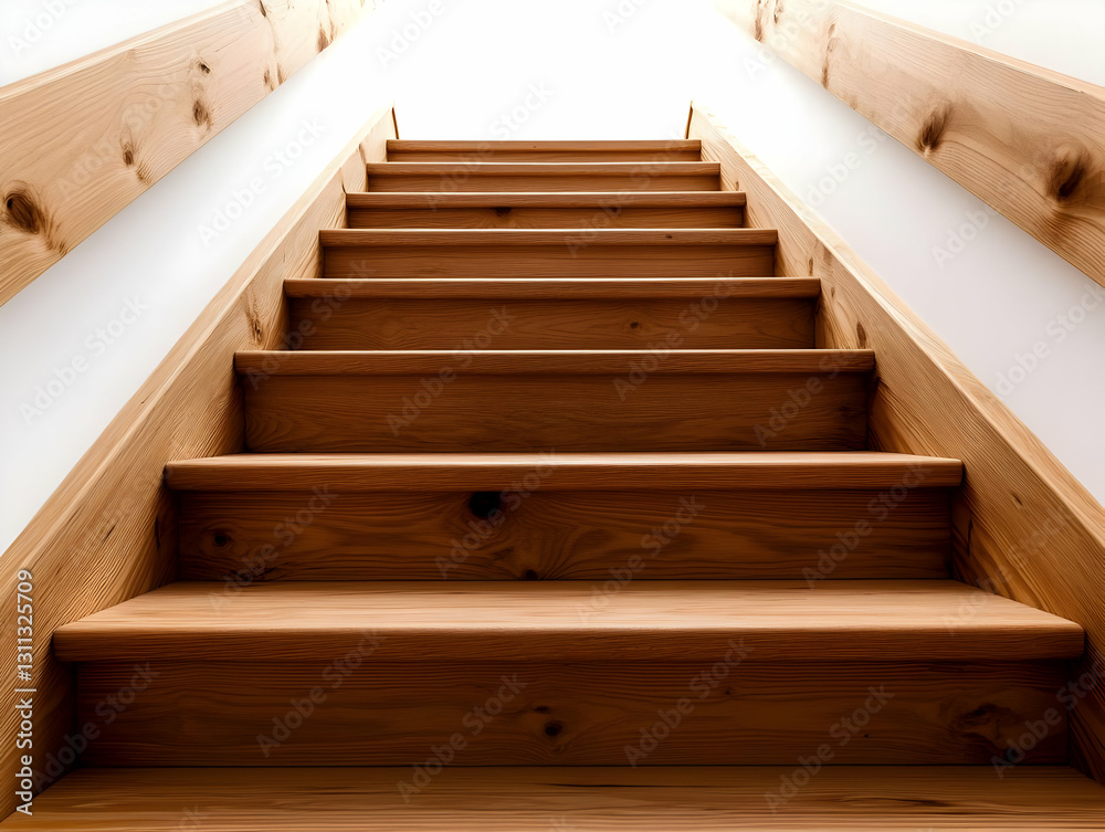 A modern wooden staircase ascending into bright light, showcasing minimalistic design and natural materials, inviting a sense of tranquility and warmth. A modern wooden staircase ascending into bright light, showcasing minimalistic design and natural materials, inviting a sense of tranquility and warmth.