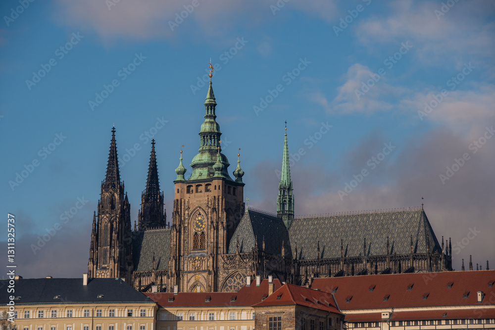 The view of St. Vitus Cathedral in Prague