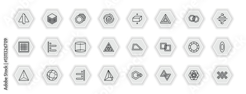 outline icons set - geometric figure concept. vector icons included flip, background, flatten, left alignment and more.