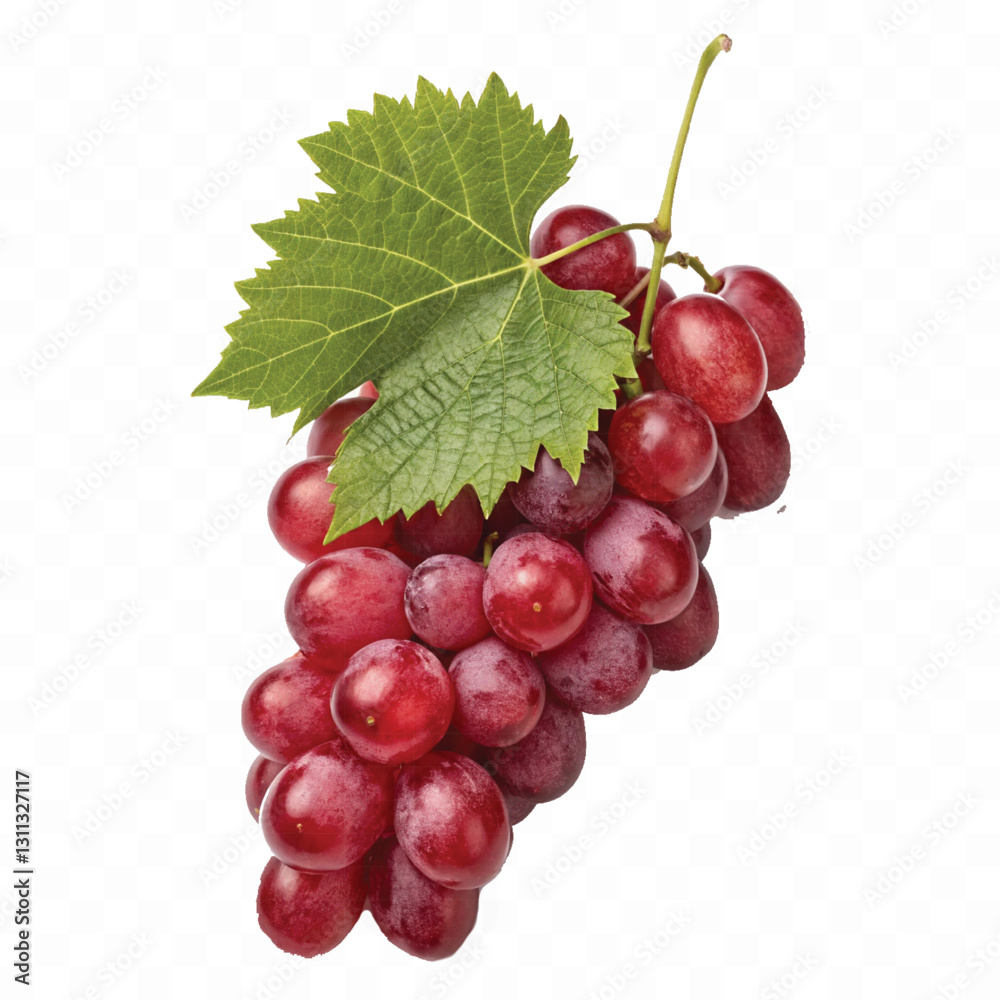 Fototapeta premium abstract 3d fresh grapes with green leaf isolated on a white background