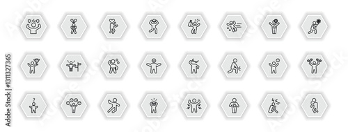 outline icons set - feelings concept. vector icons included frustrated human, in love human, drunk human, lost and more.