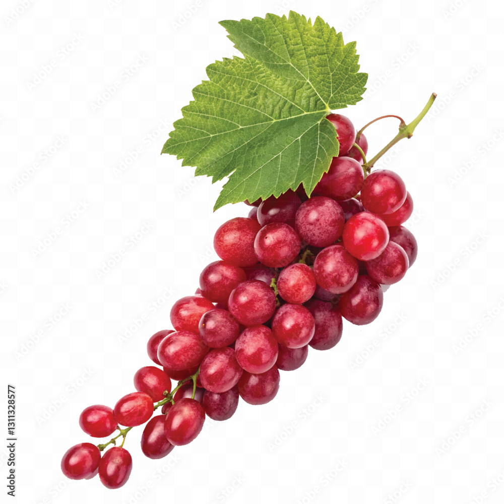 Fototapeta premium abstract 3d fresh grapes with green leaf isolated on a white background