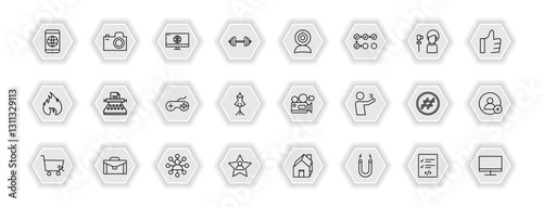 outline icons set - blogger and influencer concept. vector icons included browser, web, , copywriter and more.