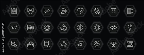 outline icons set - user interface concept. vector icons included comparision table, width, add a like, data import interface and more.