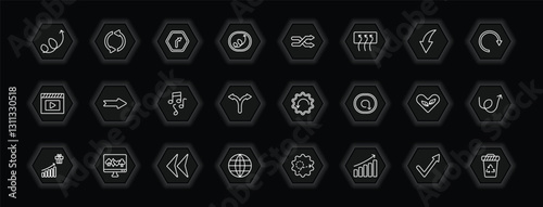 outline icons set - user interface concept. vector icons included swirly arrow, turn left only, crossover, right drawn arrow and more.