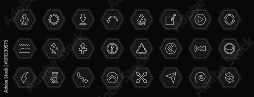 outline icons set - user interface concept. vector icons included 41 alu, big download arrow, hdpe 2, 6 ps and more.