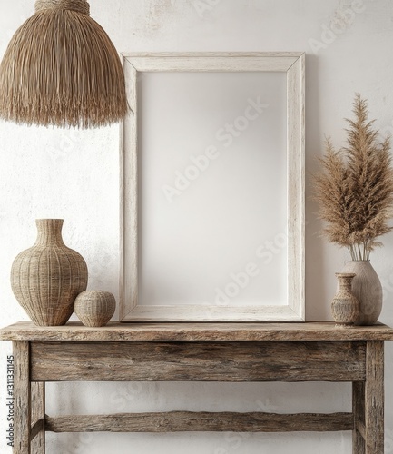 Bohemian Style Mockup on Rustic Wooden Table