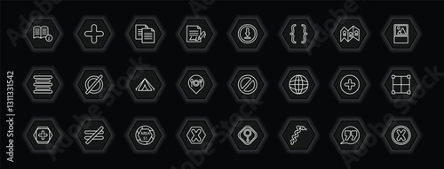 outline icons set - signs concept. vector icons included instruction, copying, under, empty and more.