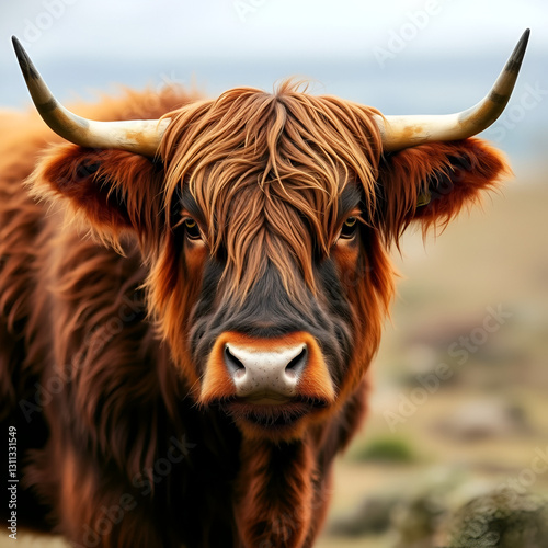 Portrait of a scottish highland cow (Bos Taurus)