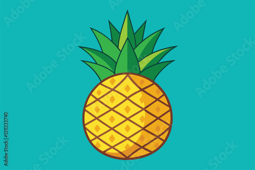 A bright pineapple illustration features vibrant colors and exaggerated proportions, perfect for customization, Pineapple Customizable Disproportionate Illustration