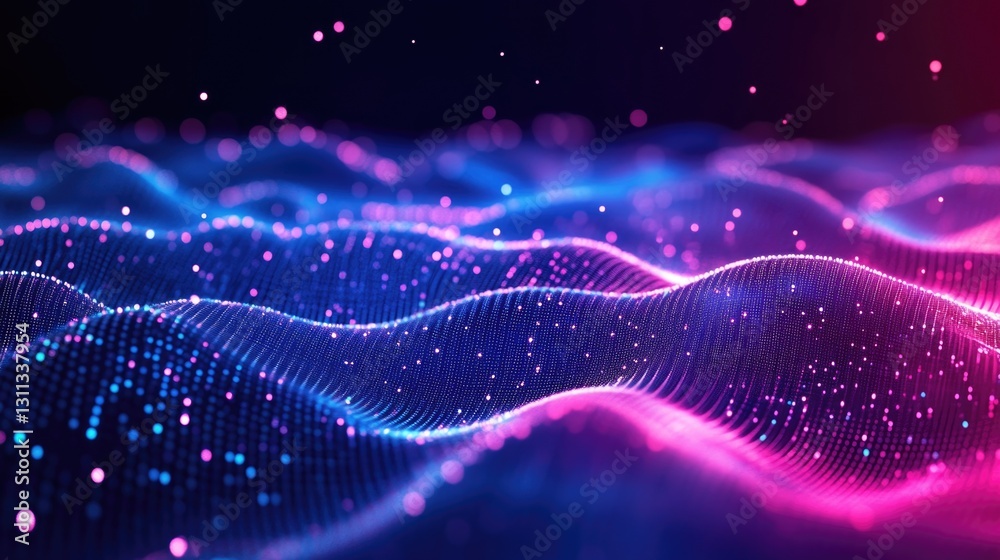 Abstract representation of a digital data flow and particles Abstract representation of a digital data flow and particles