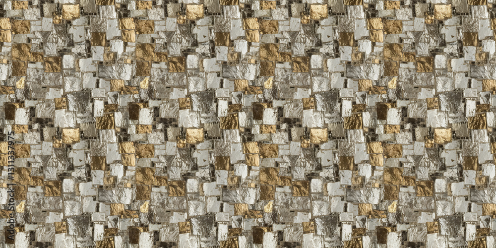 Fototapeta premium silver and white random pattern mosaic tiles