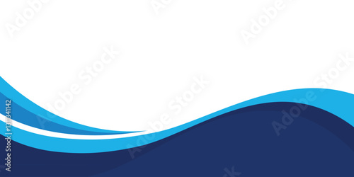 Abstract blue modern business wave banner background.border and header wavy design decoration on white background