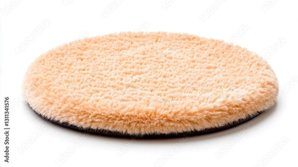 A Soft Round Beige Rug with a Plush Texture Isolated on White Background. Generative AI A Soft Round Beige Rug with a Plush Texture Isolated on White Background. Generative AI