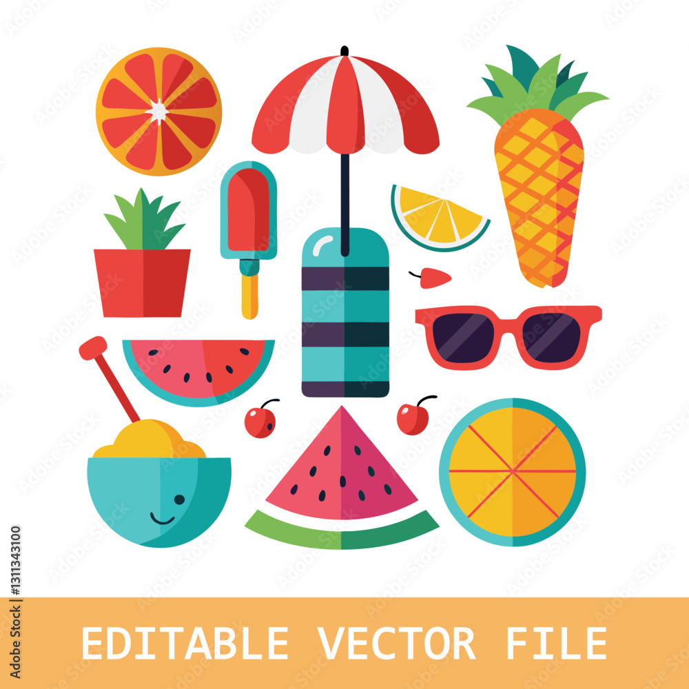 Fototapeta premium Set of summer vacation element