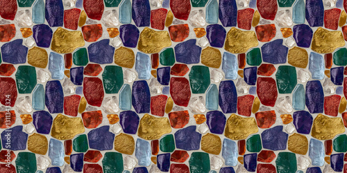 rubellite red, zircon blue, tsavorite green, honey gold, and charoite violet random pattern mosaic tiles